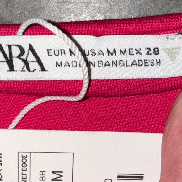 ZARA Hot Pink One-Shoulder Crop Top – Size M NWT - Picture 3 of 4